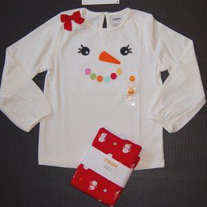 NWT Gymboree 18-24M outfit snowman face top & leggings Cozy Cutie